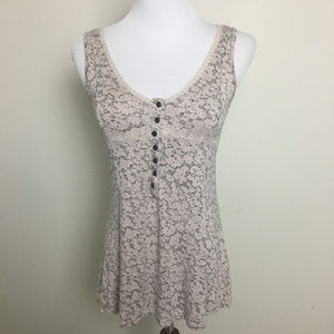 Free People Henley Floral Tank Top Sz XS